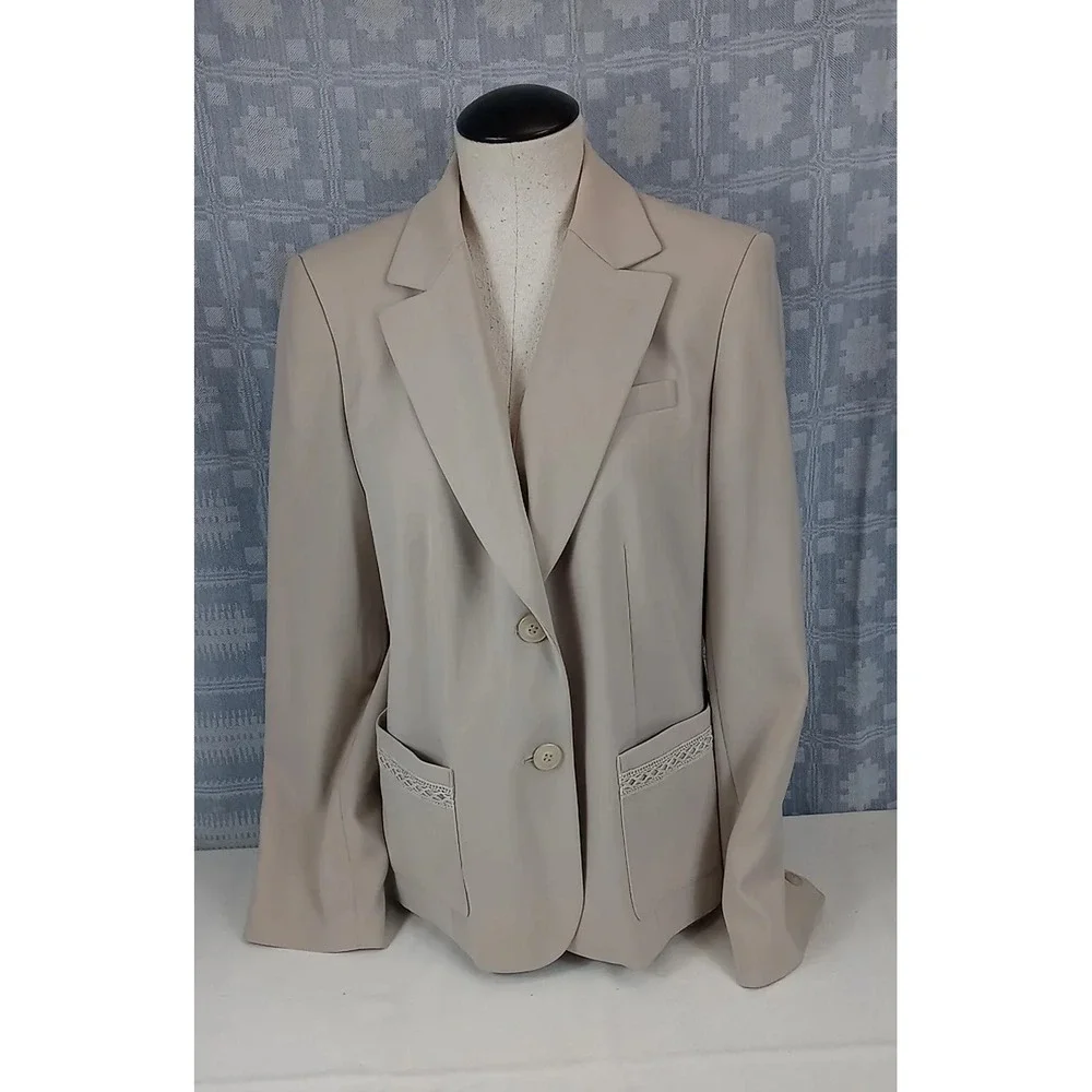 Vintage Travis Ayers Blazer Womens Size 14 Suit Jacket Tan Dress Jacket‎